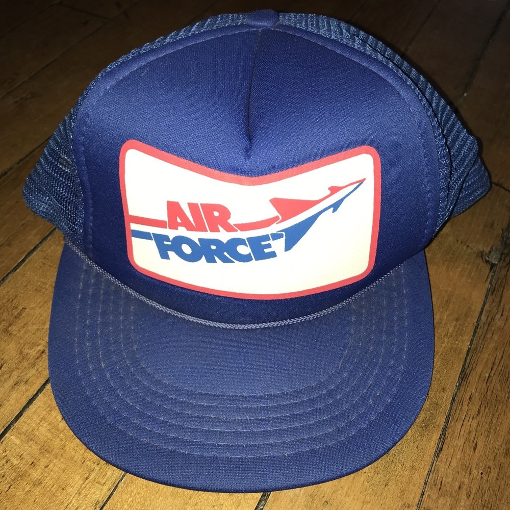 Air Force Vintage Trucker Snapback Hat Cap Blue Broadway Sporting Goods Made USA